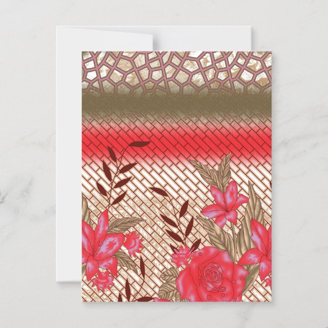 Convite Magnético Design de tecido de intricato com padrões florais (Frente)