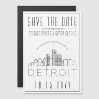 Detroit Wedding | Skyline Estilizado Salvar a Data