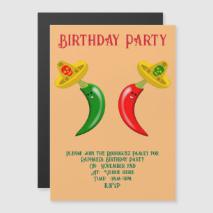 Convite Magnético Dia de Aniversário Personalizado do Chilis Mexican