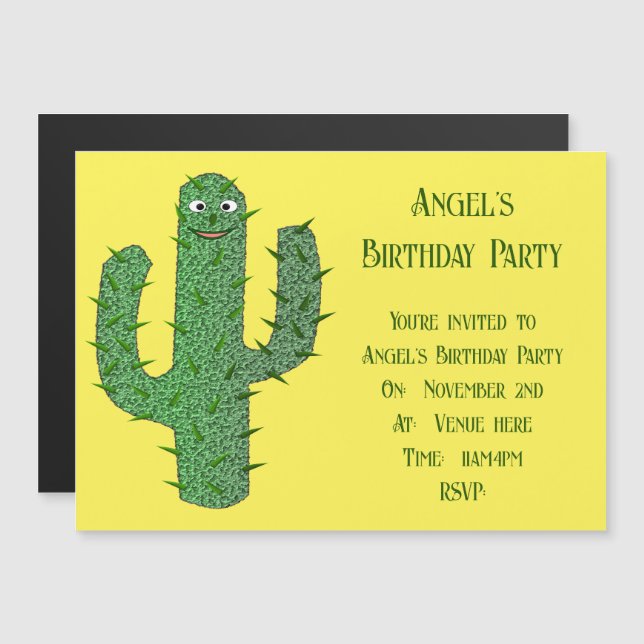Convite Magnético Dia do Cactus Feliz Morto (Frente/Verso)