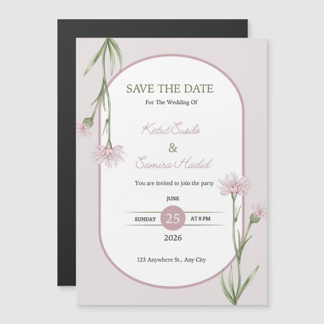 CONVITE MAGNÉTICO DIA DO CASAMENTO 2026 JUNHO (Frente/Verso)