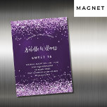 Convite Magnético Doce 16 cor-de-rosa, luxurioso<br><div class="desc">Um convite magnético moderno,  na moda e glamouroso para uma doce festa de aniversário 16,  16. Um fundo cor roxo profundo com brilho falso rosa,  confetti. A cor roxa é irregular. O nome é escrito com um moderno estilo escrito à mão. Personalize e adicione os detalhes da sua festa.</div>