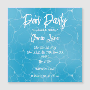 Convite Magnético Doce do Partido da piscina 16 Água Azul - Bday Min