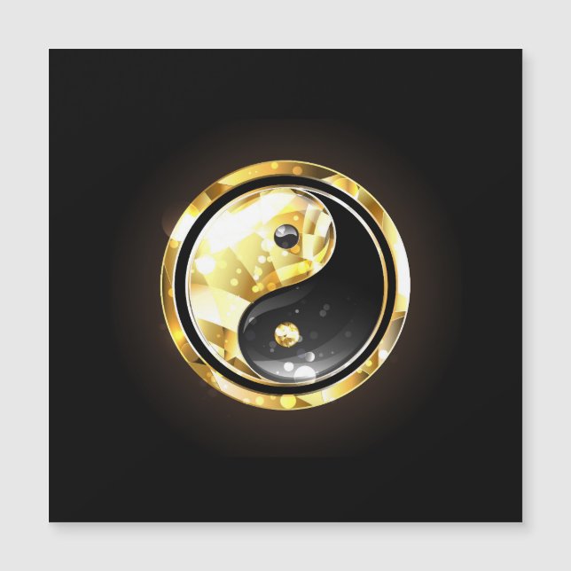 Convite Magnético Dourado Yin Yang a preto (Frente)
