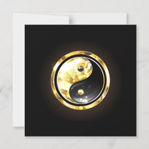 Convite Magnético Dourado Yin Yang a preto