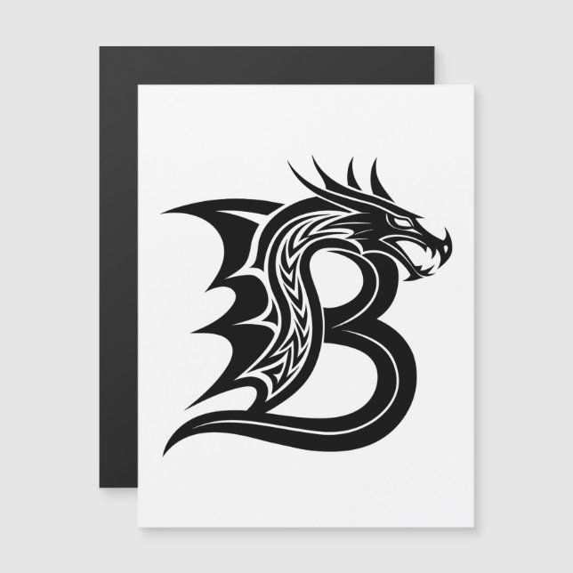 Convite Magnético Dragon Styled Letter B, Dragon Alphabet, Monogram (Frente/Verso)