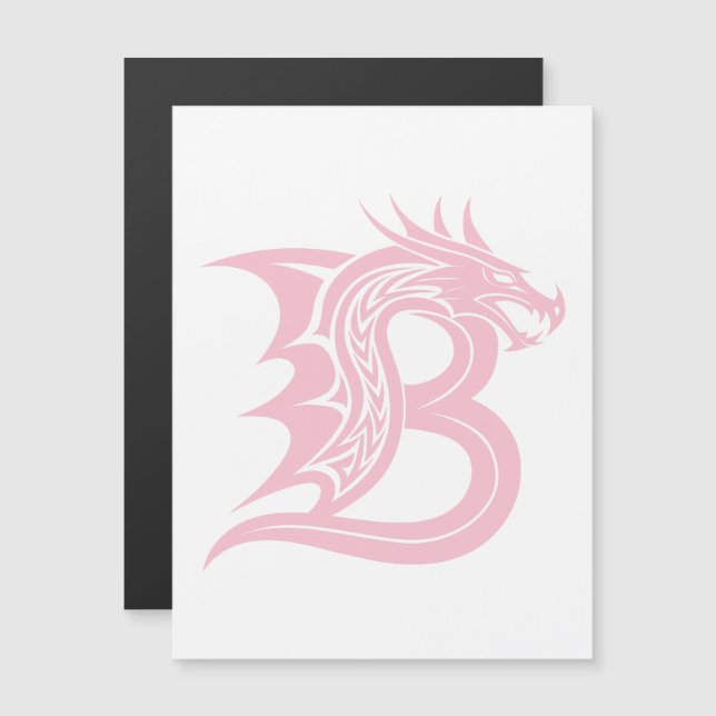 Convite Magnético Dragon Styled Letter B, Dragon Alphabet, Monogram (Frente/Verso)