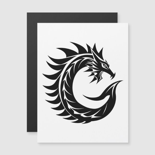 Convite Magnético Dragon Styled Letter C, Dragon Alphabet, Monogram (Frente/Verso)