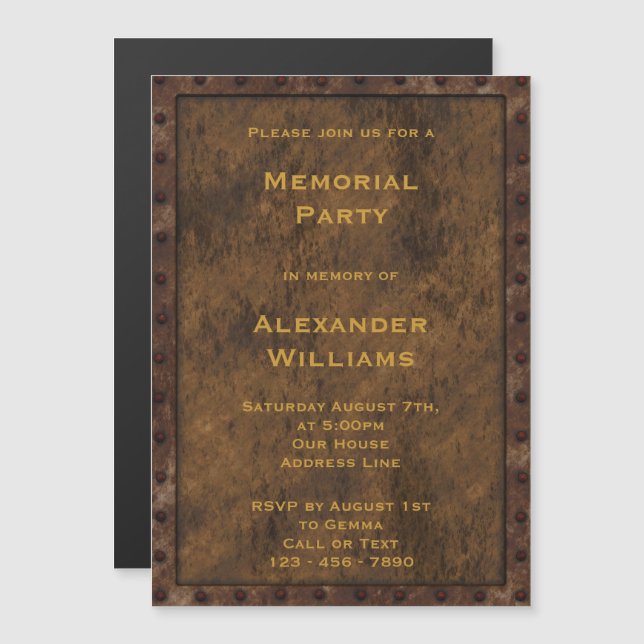 Convite Magnético Efeito de ferro enquadrado pelo Memorial do Homem (Frente/Verso)