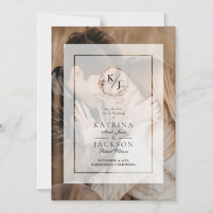 Convite Magnético Efeito de Transparência de Foto de Casamento em Ve