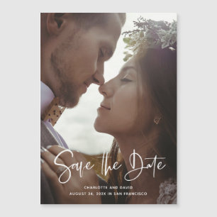 Convite Magnético Elegância com script   Imagem Minimalista Salvar A