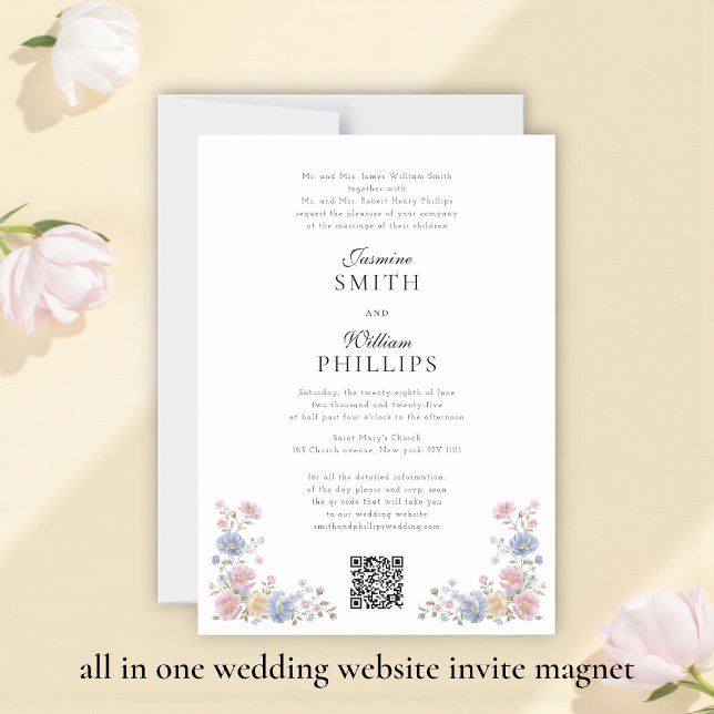 Convite Magnético Elegant all in one wedding website invite Magnet (Criador carregado)