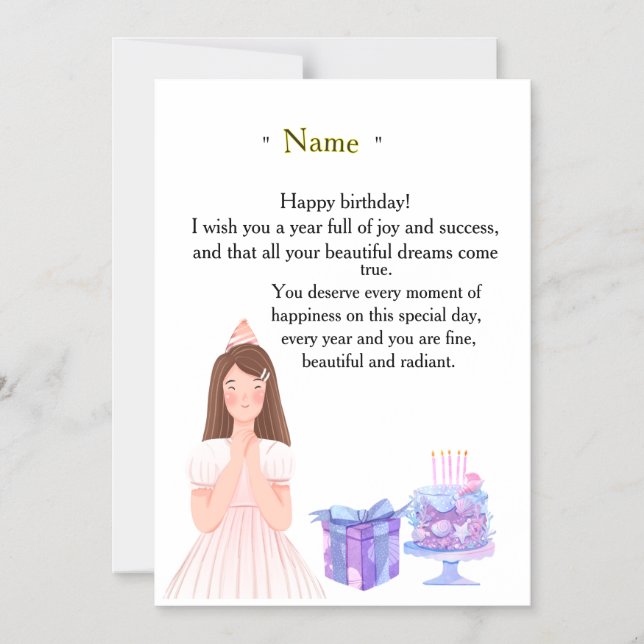Convite Magnético Elegant Birthday Card for Her – Personalized Greet (Frente)