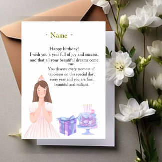 Convite Magnético Elegant Birthday Card for Her – Personalized Greet