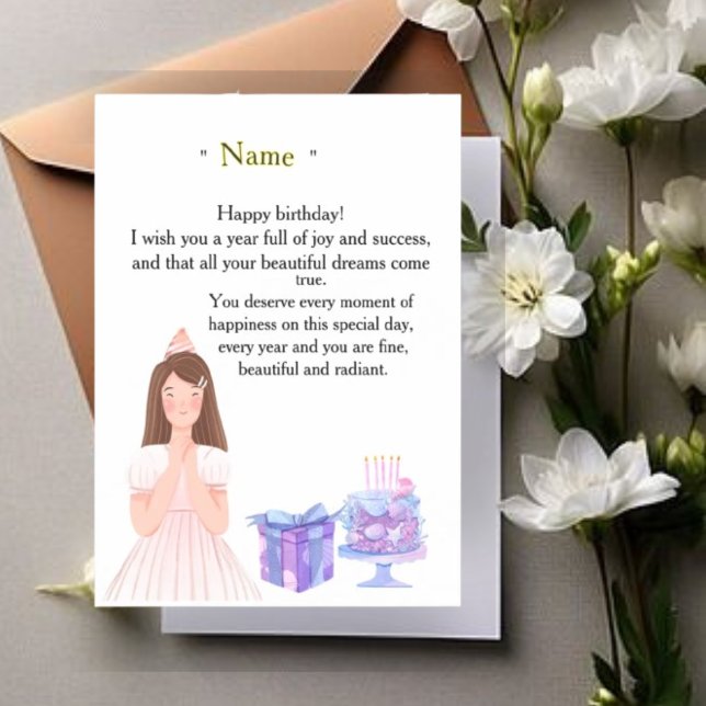 Convite Magnético Elegant Birthday Card for Her – Personalized Greet (Criador carregado)