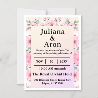 Convite Magnético Elegant Floral Wedding Invitation | Editable 