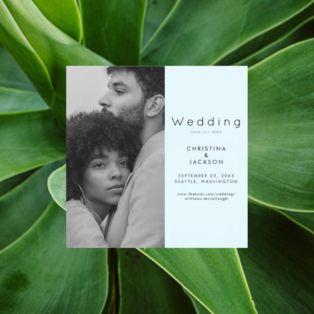 Convite Magnético Elegant Icy Blue Photo Save the Date II (Criador carregado)