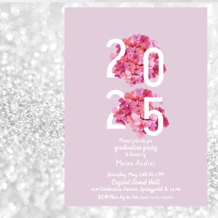 Convite Magnético Elegant pink Floral Graduation Invitation