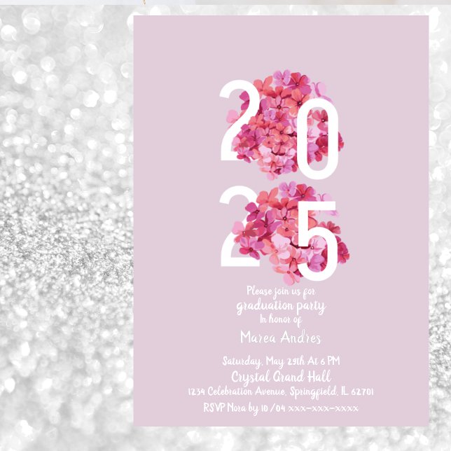 Convite Magnético Elegant pink Floral Graduation Invitation (Criador carregado)