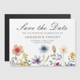 Convite Magnético Elegant Spring Wildflowers Save the Date