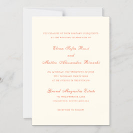 Convite Magnético Elegant Terracotta Modern Classic Wedding