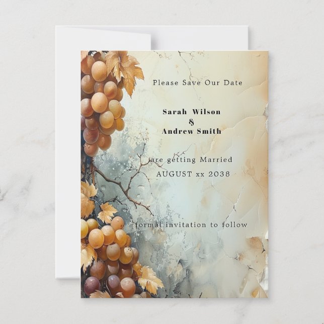 Convite Magnético  Elegant Watercolor Vineyard Wedding Save the Date (Frente)