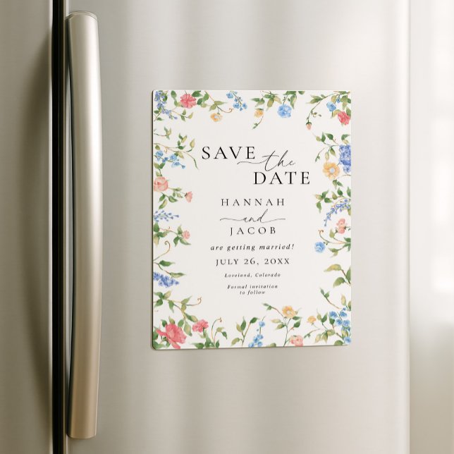 Convite Magnético Elegant Wildflower Floral Wedding Save the Date (Criador carregado)