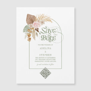 Convite Magnético Elegante Boho Flores Secas Tropicais Arrasta Códig