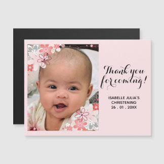 Convite Magnético Elegante Bonito OBRIGADO POR VIR! Christening