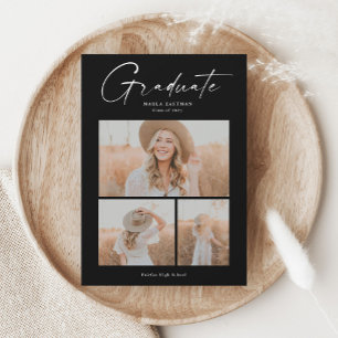 Convite Magnético Elegante Colagem de Fotos de Graduado Fotografia G