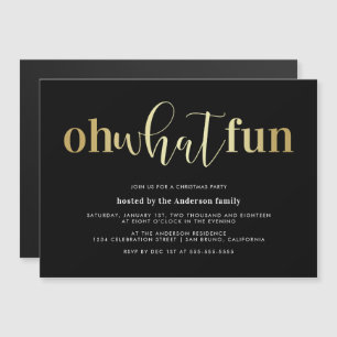 Convite Magnético Elegante Dourado Oh Que Festa de Natal Divertida C