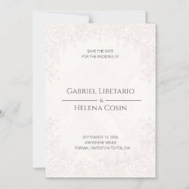 Convite Magnético Elegante Floral Rosa Bege Magnético Save the Date 