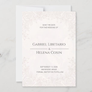 Convite Magnético Elegante Floral Rosa Bege Magnético Save the Date