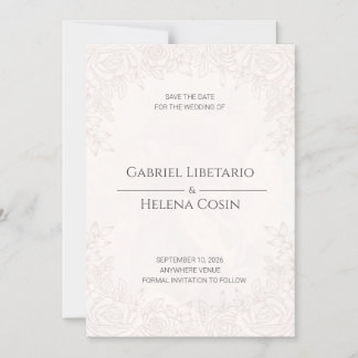 Convite Magnético Elegante Floral Rosa Bege Magnético Save the Date