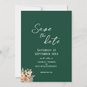 Convite Magnético Elegante floral verde escuro Save the Date