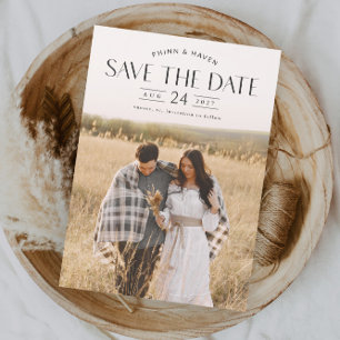 Convite Magnético Elegante Foto de Tipografia de Casamento Salve a D