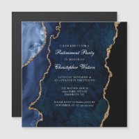 Elegante Marinho Azul Dourado Agate Retirement Par