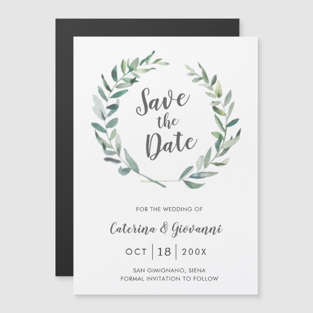 Convite Magnético Elegante Noivado Rústico Casamento Salve a Data (Frente/Verso)