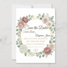 Elegante Rosa Empoeirado Floral Geométrico Aquarel