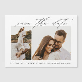 Convite Magnético Elegante Roteiro de 3 Fotos de Casamento Salve a D