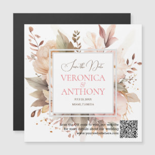 Convite Magnético Elegante Salvar Data QR Código Wildflower Casament