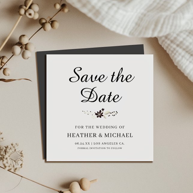 Convite Magnético Elegante Salve a Placa Magnet Quadrada de Data (Make it easy for guests to remember your big day with our elegant save-the-date magnet invitation.)