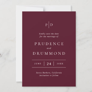 Convite Magnético Elegante Salve o Dia de Casamento em Burgundy Prof