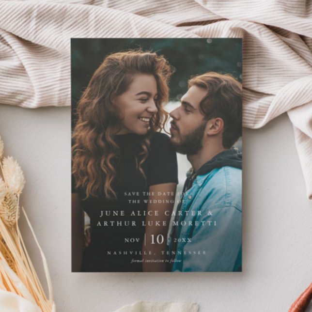 Convite Magnético Elegante Simples Foto Casamento Salve a Data (Minimal Photo Wedding Save the Date Magnetic Invitations.)