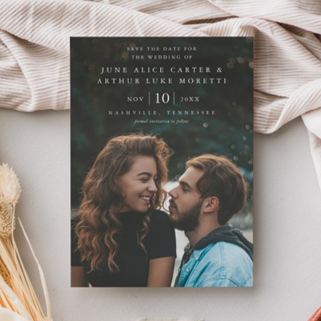 Convite Magnético Elegante Simples Foto Casamento Salve a Data (Minimal Photo Wedding Save the Date Magnetic Invitations.)