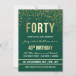 Convite Magnético Emerald | Partido Confetti aniversário de 40 anos<br><div class="desc">Emerald | Convites magnéticos do Partido Confetti aniversário de 40 anos. Dourado. Este convite de aniversário formal, elegante, moderno, de quadragésimo é adequado para homens ou mulheres. Inclui linhas limpas de ouro, guião gótica de na moda maiúsculo e texto sofisticado de folha de ouro falso em um fundo verde esmeralda...</div>