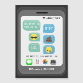 Convite Magnético Emoji Festa de aniversário