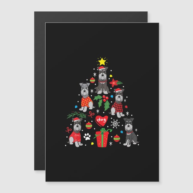 Convite Magnético Enfeite de Natal de Schnauzer, Cachorro Engraçado (Frente/Verso)