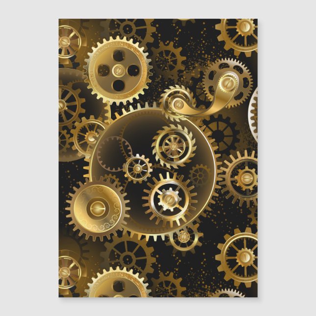 Convite Magnético Engrenagens de latão Steampunk perfeitas (Frente)