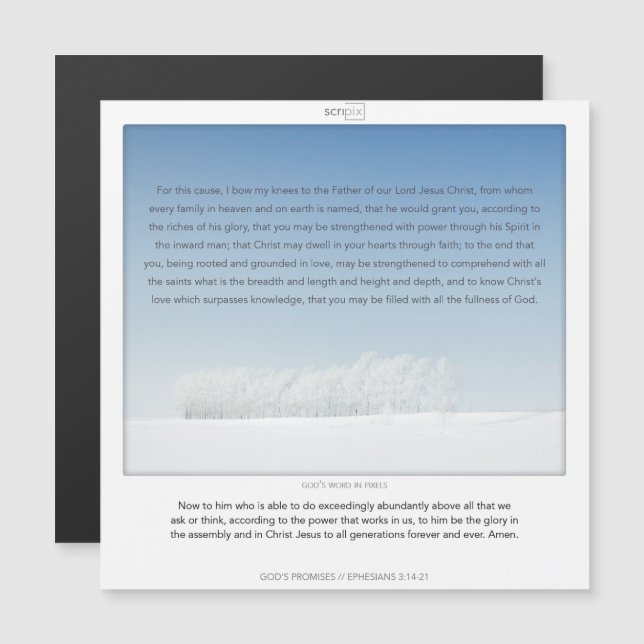 Convite Magnético Epheisans 3:14-21 PROMESSAS DE DEUS SCRIPIX magnét (Frente/Verso)